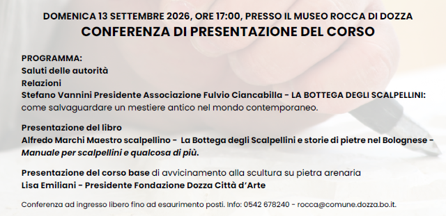 CONFERENZA DI PRESENTAZIONE CORSO "INTRODUZIONE ALLA SCULTURA SU PIETRA ARENARIA"